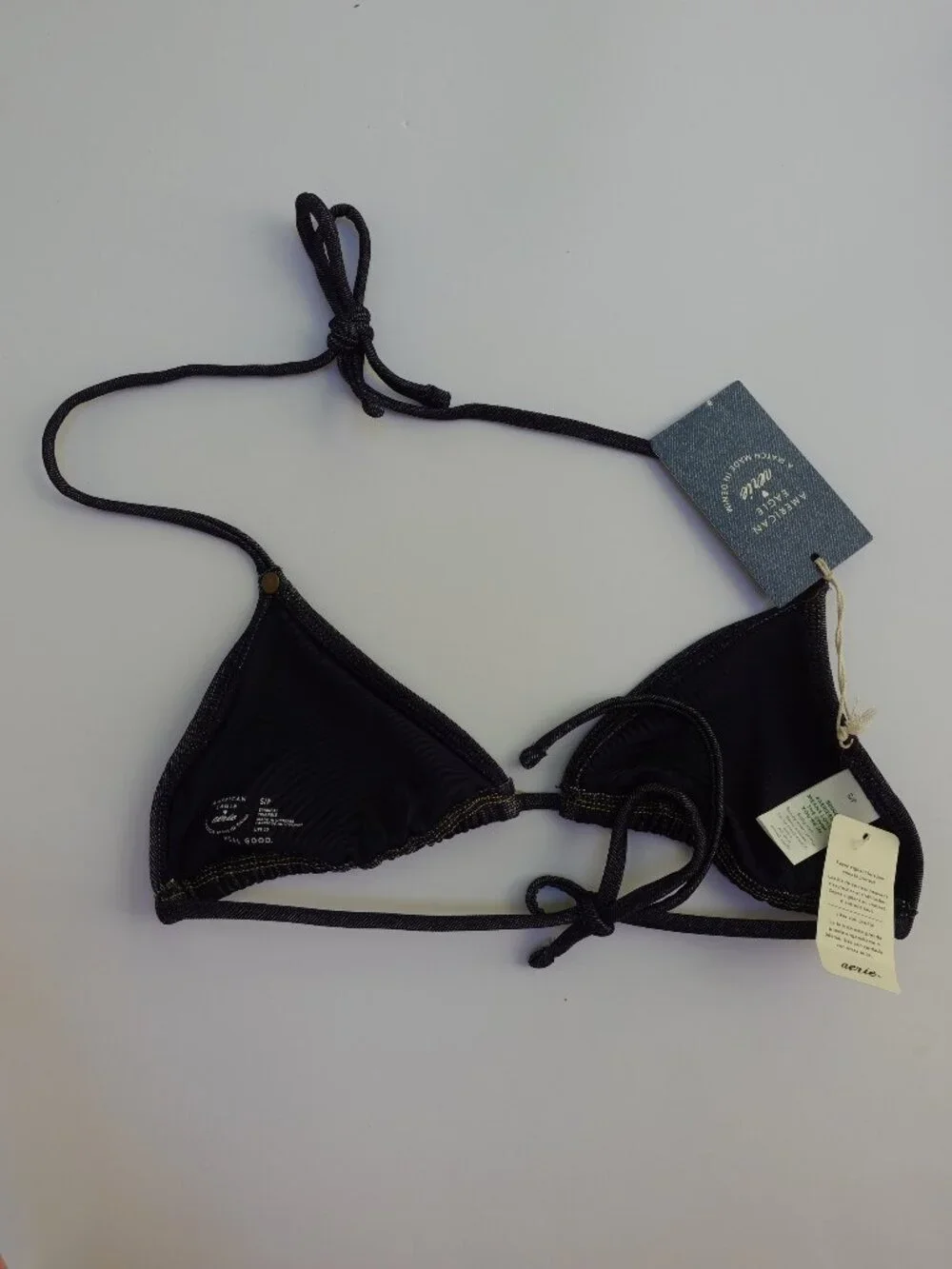 Women's American Eagle Aerie Triangle Bikini Top in Denim Size XL NWT $34